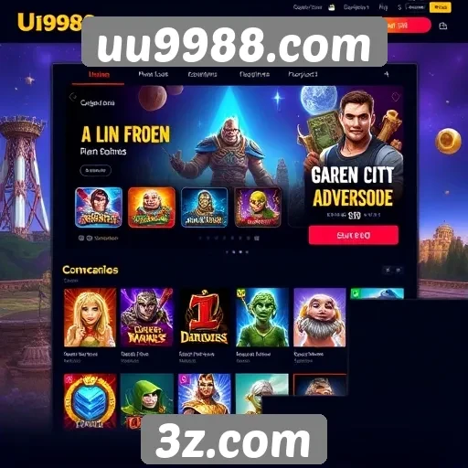 Análise da interface do site de jogos uu9988.com
